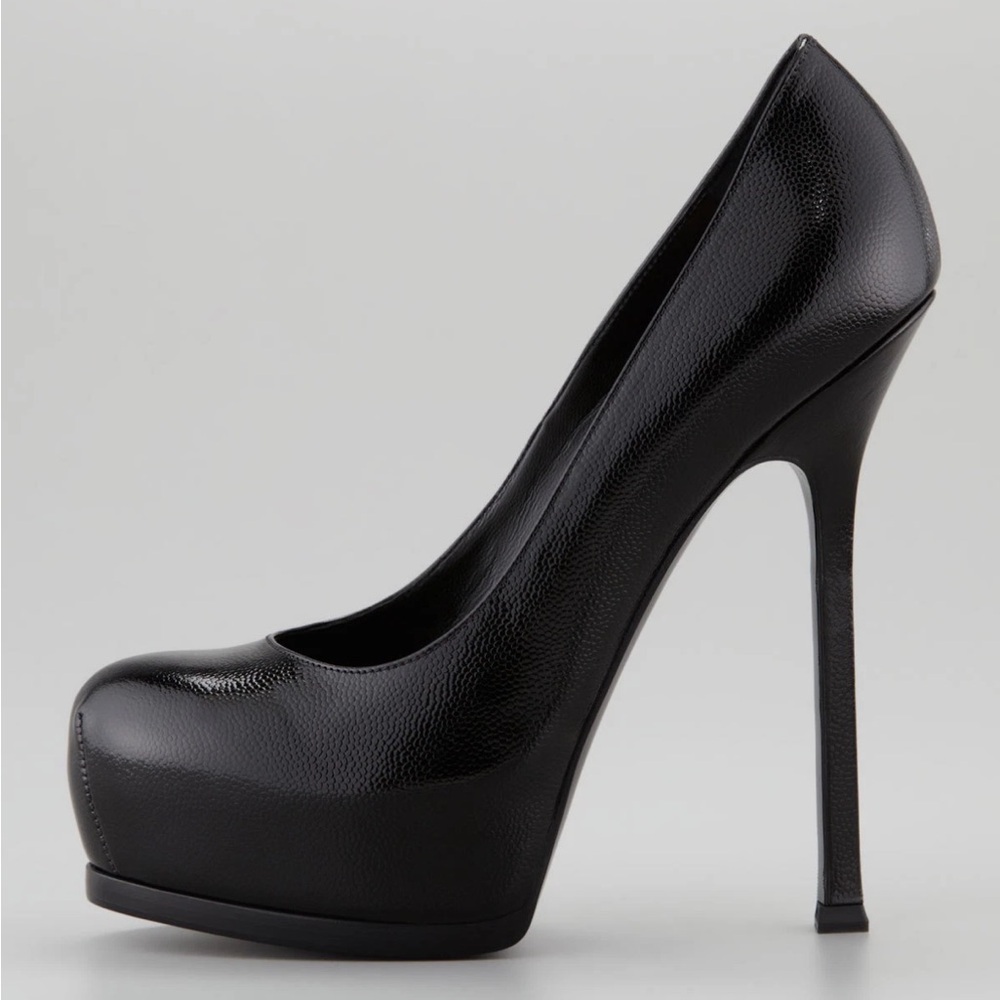Yves Saint Laurent Tribtoo 105 Grainy Textured Black Pumps  36.5 6.5